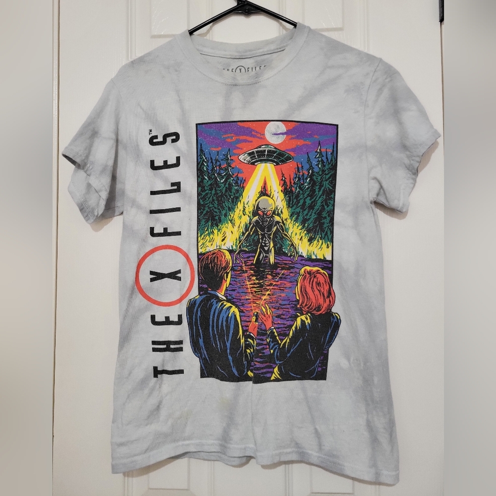 The X-Files Gray Tie-dye Short Sleeve Cavity Colors Size Small